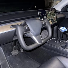 Yoke Steering Wheel For Tesla Model 3 16-22 Model Y 20-24 with Heated Black