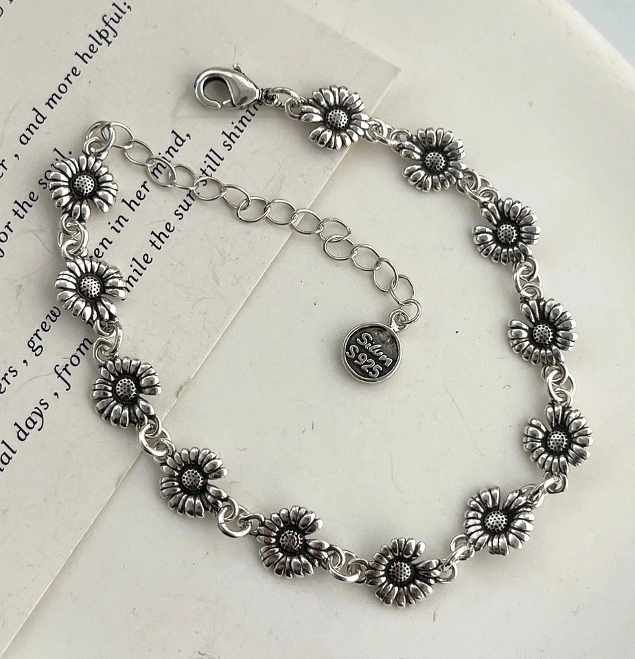 EDLES BLUMEN ARMBAND 925 SILBER Charm Zirkonia BETTEL ARMKETTE Armreif Anhänger - Bild 3 von 3