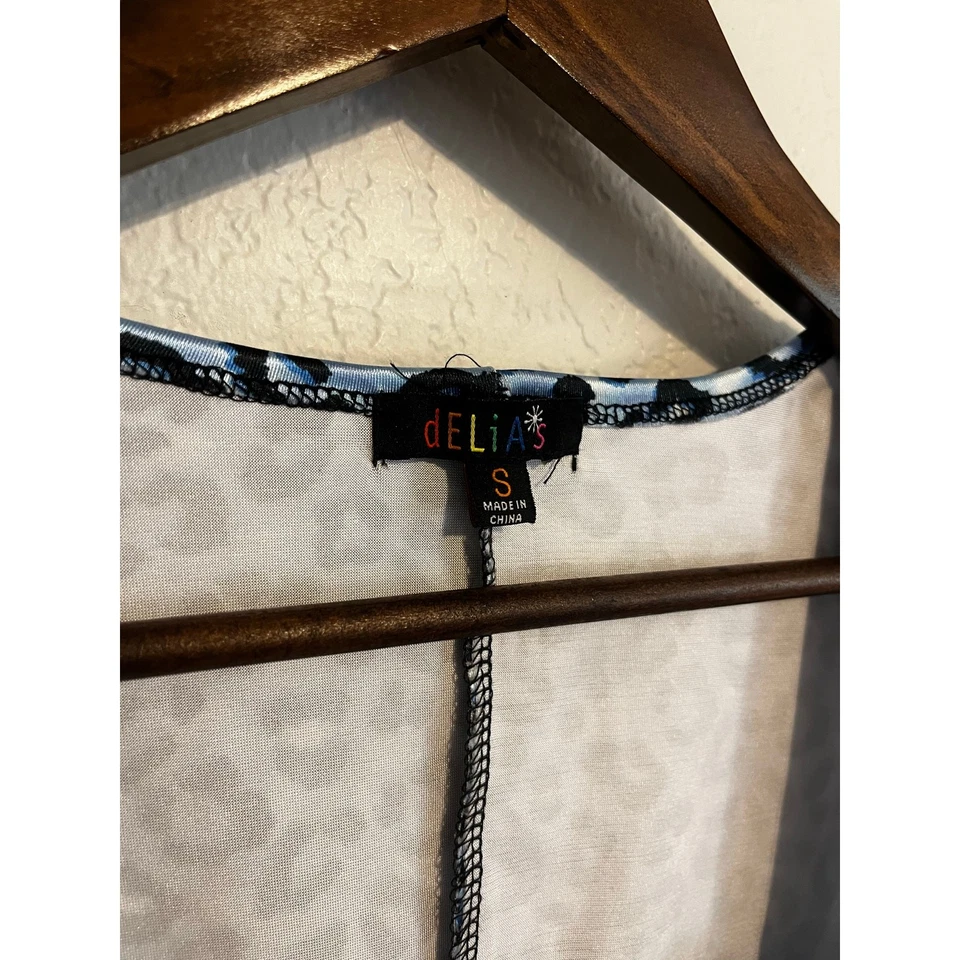 Delia’s Y2K 90 年代豹纹紧身胸衣弹力背心蓝色小号 — 第 4/4 张图片