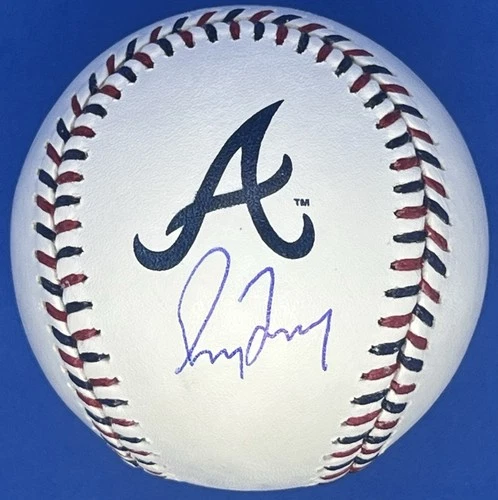 Greg Maddux Signed Autographed ATL Braves Team Stitch Logo Baseball Beckett COA