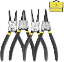 4-piece Snap Ring Pliers Set Heavy Duty 7 Inch Internal/External Black 