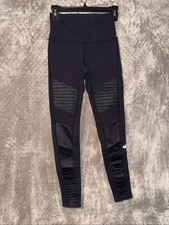 ALO yoga moto sheer detail black activewear leggings size small #751