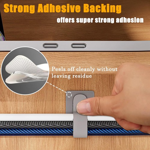Hook and Loop Cable Management Under Desk, 80PCS Self Adhesive Cable Ties,1809 - Afbeelding 4 van 8