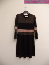 Eliza J Color Block Long sleeve Sweater Dress Women's Large Black/Purple