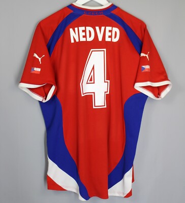 CZECH REPUBLIC 2000/2001 HOME FOOTBALL SHIRT #4 NEDVED VINTAGE
