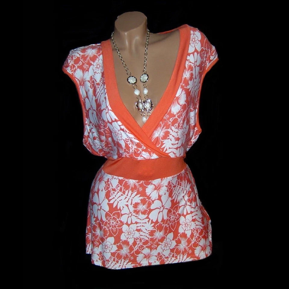 Tunika Top Yust For You Allover Druck Viskos Jersey orange weiß 48 50 XXL Neu - Bild 2 von 2