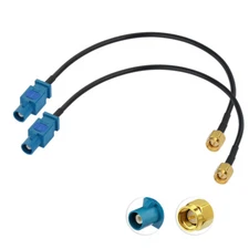 Eightwood DAB Aerial Fakra"Z" Male to SMA Male Straight RG174 Extension Cable x2