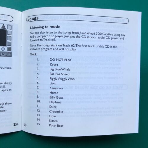 JUMP AHEAD 2000 TODDLERS CD-ROM Pre-Reading Language Number Concepts Knowledge - Picture 17 of 19