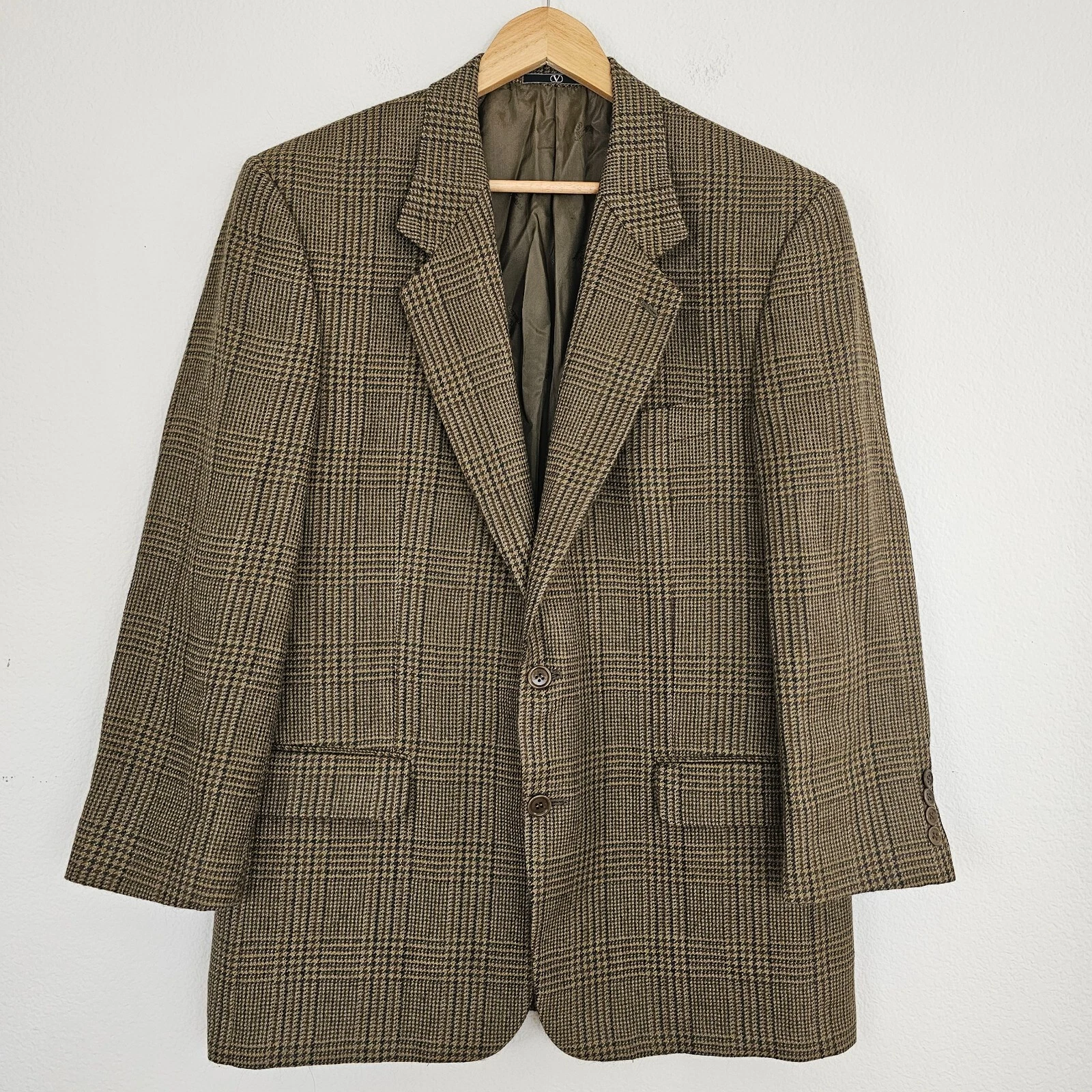 Cappotto sportivo uomo Valentino vintage 100% alpaca 42R pied de poule tweed