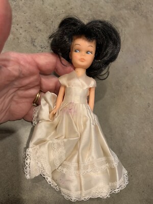 Vtg Plastic Doll Wedding Dress 7  Spots On Dress See Pics