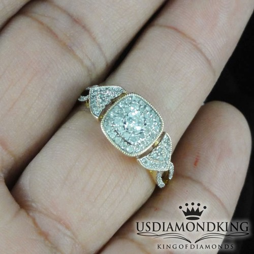 LADIES 14K YELLOW GOLD SI1-H .37CT GENUINE REAL DIAMOND ENGAGEMENT RING BAND NEW - 第 7/8 張圖片