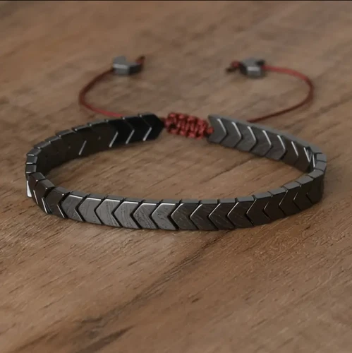 Hematite Bracelet 6.5" - 8.5" Natural Black Adjustable Healing Men Women Reiki