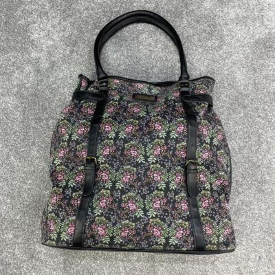 SCHWARZ ROSA BLUMENHANDTASCHE PINK TRAGE SCHULTERTASCHE CANVAS KUNSTLEDER Y2K