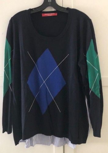 Maglione sportivo Marina Rinaldi modello diamantato schiena peplo, medio preppy