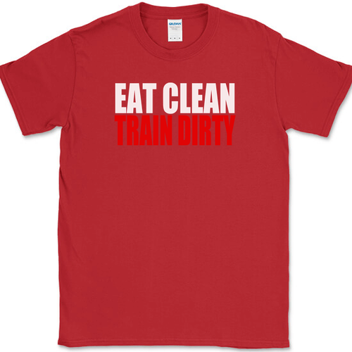 Eat Clean Train Dirty T-Shirt Funny Workout Fitness Lifting Gym Tee - Picture 4 of 10
