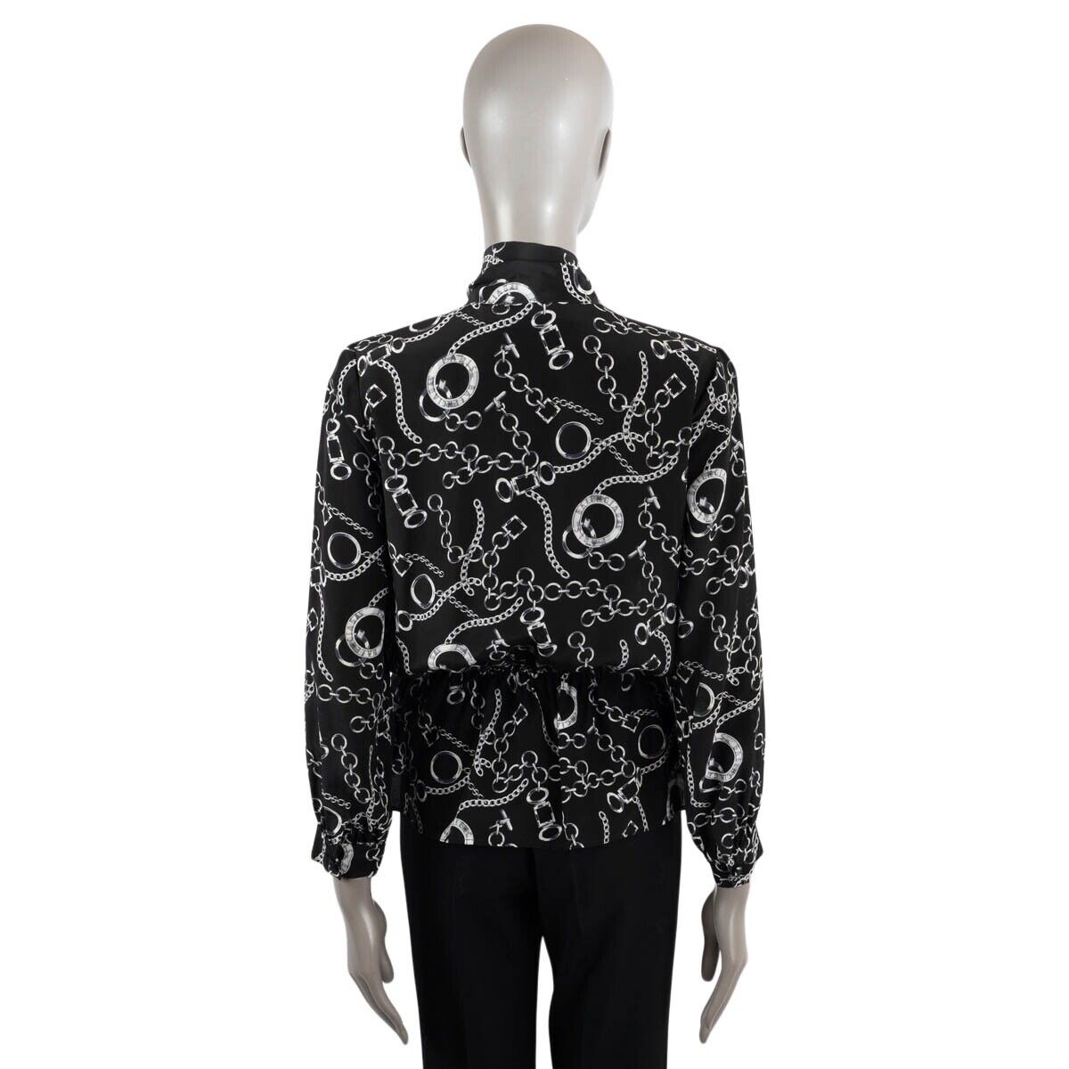 68766 auth BALENCIAGA x NET-A-PORTER black silk CHAIN PRINT 68766 auth BALENCIAGA x NET-A-PORTER black silk CHAIN PRINT