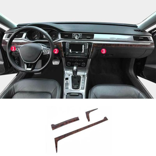 For VW Passat B8 2016-2018 Peach Wood Grain Central Console Dashboard Strip Trim