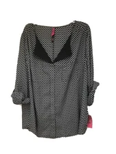 Pure Energy LS Black & White Button Front Top, Sz 26/28, NWT