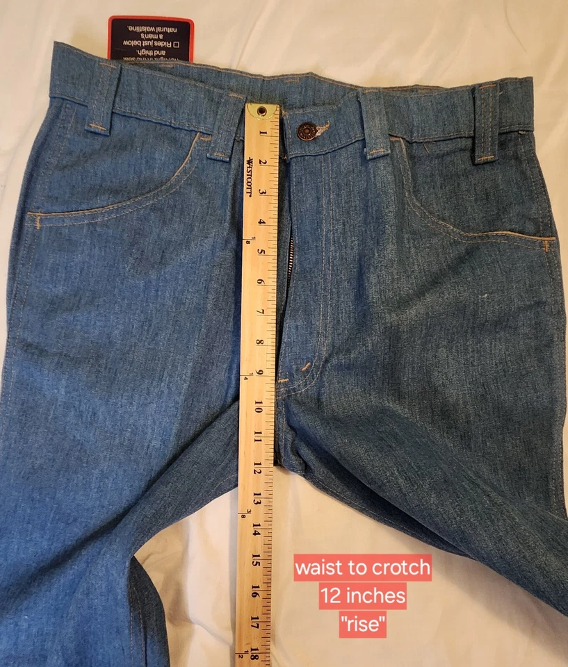 Pantalones de mezclilla Levis Bell Bottom para hombre 34x36 naranja lengüeta campana parte inferior acampanada años 70 nuevos de Lote Antiguo Foto 3 de 4