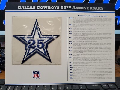 NFL Dallas Cowboys 25th Anniversary PATCH on CARD Willabee & Ward