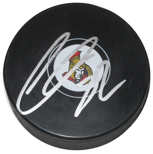 Thomas Chabot signed Ottawa Senators logo Hockey puck exact proof Beckett COA - Picture 2 of 4