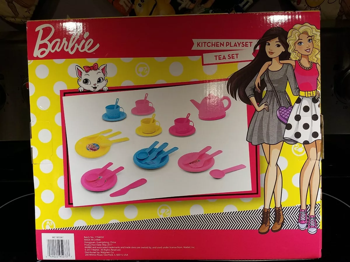 Barbie kitchen 2024 playset tea set