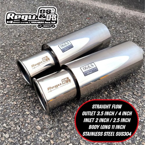 Universal Regu 06&R Exhaust MUFFLER Body Length 11 Inlet 2.5 Outlet 3.5'' SS304 - Foto 2 di 10