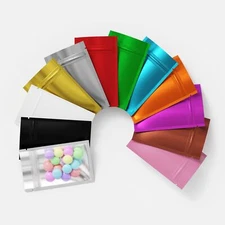 100 Clear/Silver/Colored Metallic Foil Resealable Bags Different Colors & Sizes