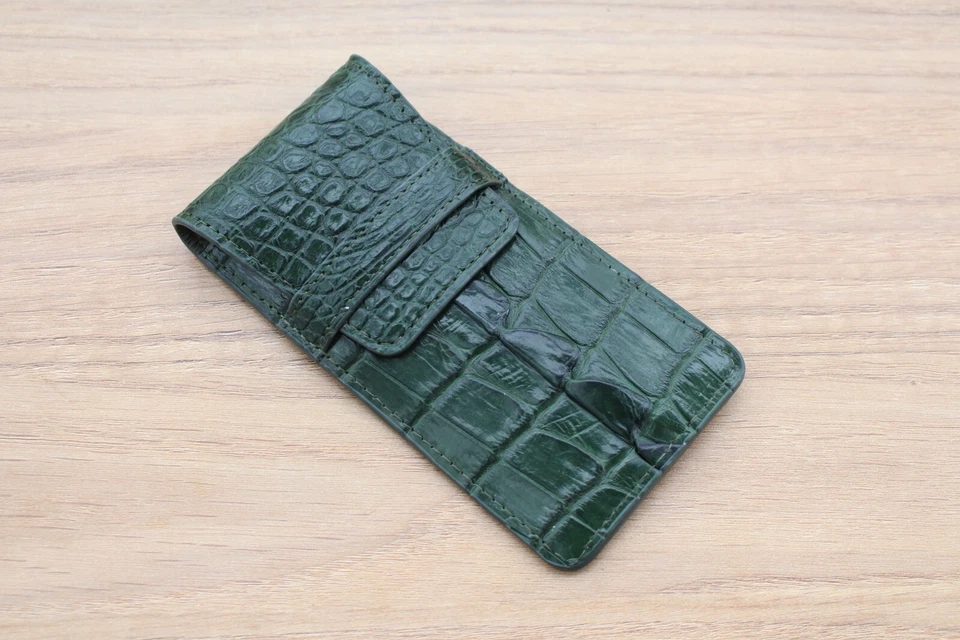 Bolsa de reloj verde bolsa de cuero genuino CROC estuche de almacenamiento de viaje Foto 2 de 4