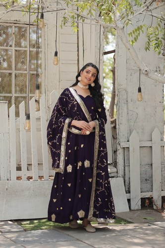 Designer Anarkali Gown Readymade Gown Wedding Wear dress Sequins Embroidery gown - Picture 12 of 14