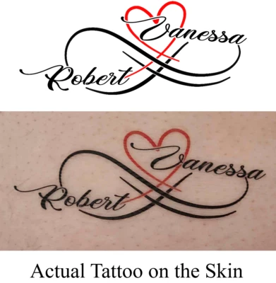 Infinity Heart Twin Name Temporary Tattoo x 2 Could be used for Valentine's