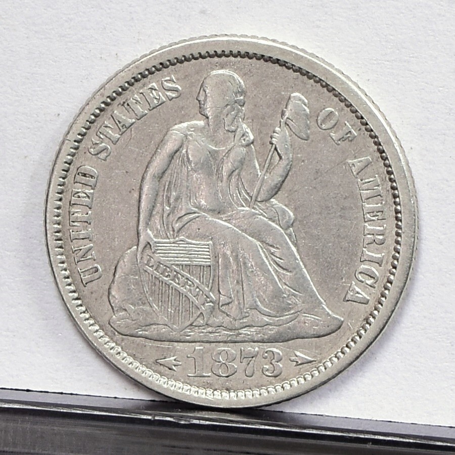 ★★YK★★ 1873 Liberty Seated Dime - Open 3 - XF Details, Strong Clean