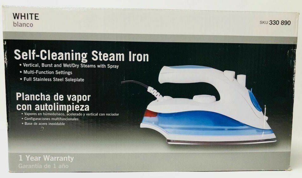 White Self Cleaning Steam Iron eBay