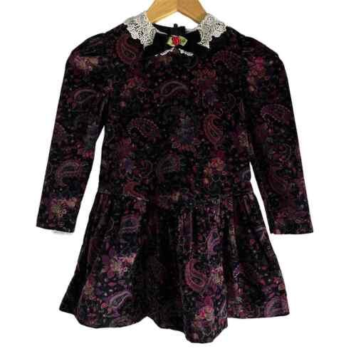 Baby Jogs Children's Size 6 Vintage Paisley Peter Pan Collard Lace Trim Dress