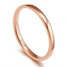 2mm Thin Polished Titanium Wedding Ring Womens Ring Engagement Ring for Women 