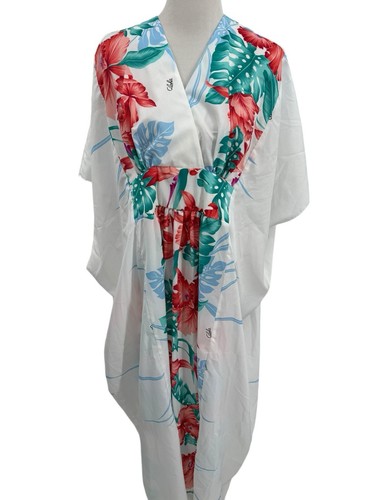 Vintage Royal Creations Hawaii Dress Kaftan Muu Muu White Floral One Size - Picture 4 of 14