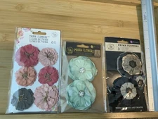 Prima Marketing Canvas Lace Paper Fabric  Meadows Flowers 3 Pkgs NIP #20