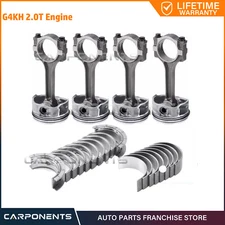 G4KH 2.0T Engine Main & Rod Bearing Set+4x Con Rods +Piston Ring Kit For Hyundai