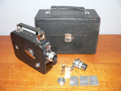Vintage Cine-Kodak Eight model 60 Key-Wound 8mm Movie Camera w/Case & 2 Lenses - Picture 1 of 14