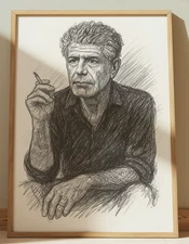 ANTHONY BOURDAIN DRAWING PRINT PORTRAIT SKETCH 8" x 10" ANTHONY BOURDAIN ART