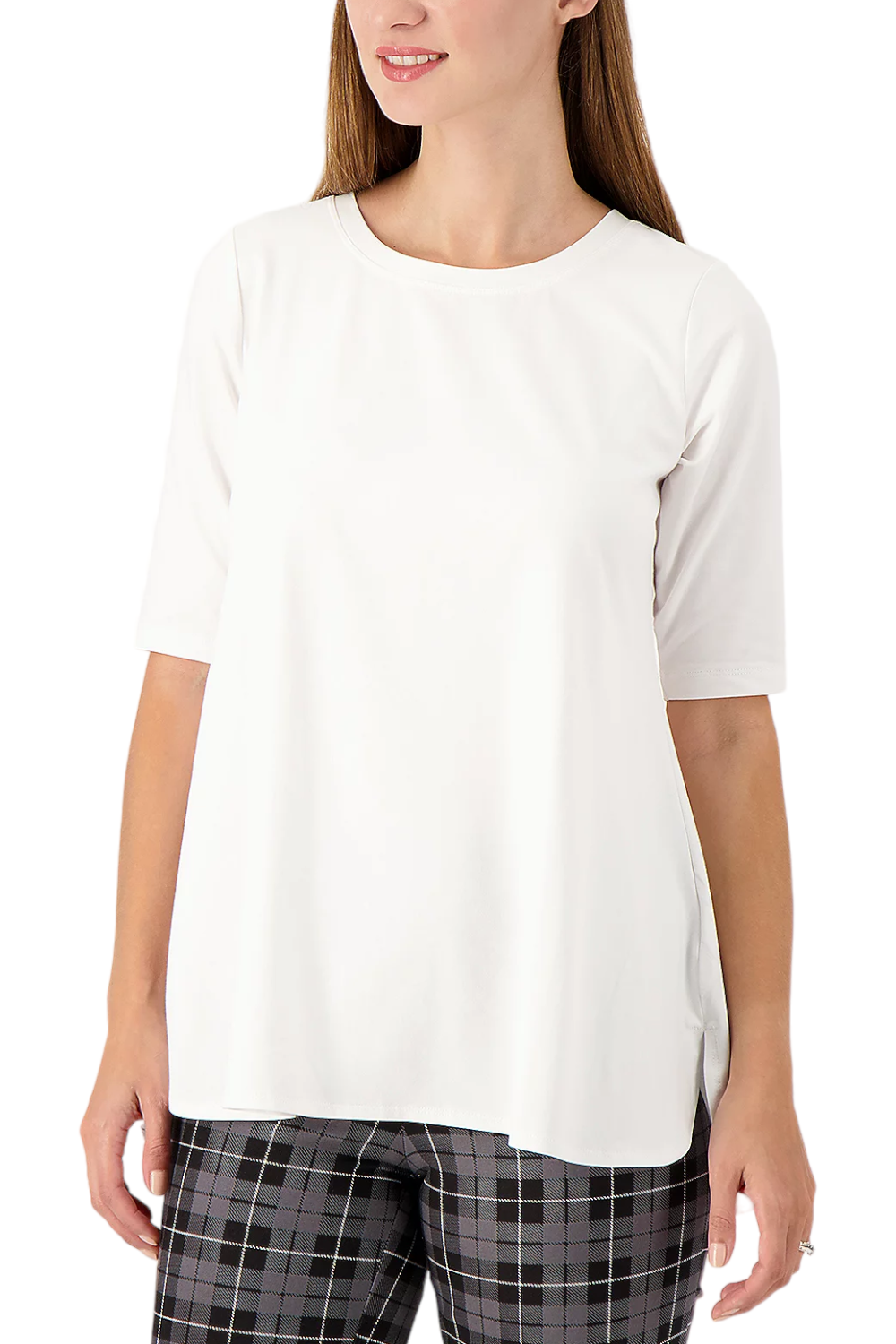 Attitudes by Renee Washed Cotton Crew Neck Top White