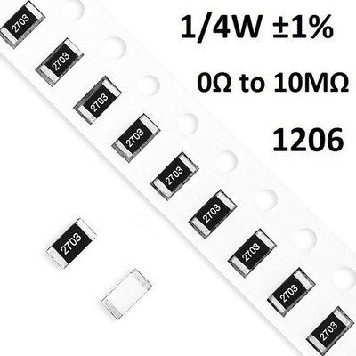 1/4W 0.25W 1206 SMD/SMT Resistors ±1%- Full Range of Values ( 0Ω to 10MΩ )