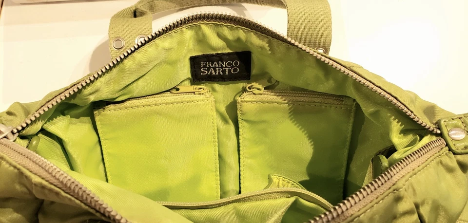 Franco Sarto Y2K Vintage Bolso de Mano Estilo Lona Nylon Verde Foto 4 de 4