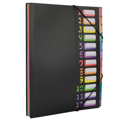 Rainbow Tab Expanding File Folder - 24 Pockets, Durable A4 Letter Size Organi...