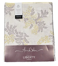 Anne de Solène Mimosa Queen Flat Sheet Floral Leaf Cotton Percale Long Staple