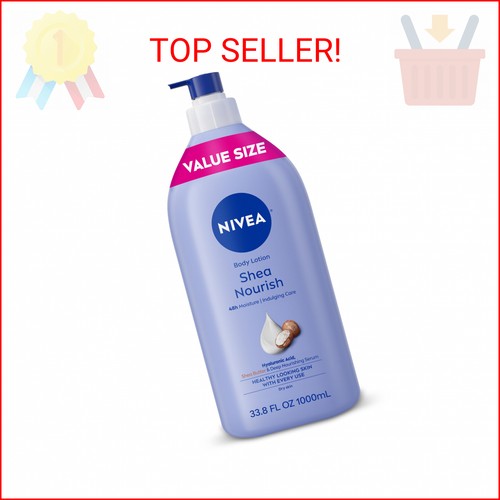 NIVEA Shea Pflegende Körperlotion für trockene Haut mit Hyaluronsäure, 33,8 flüssige Unzen - Bild 1 von 2