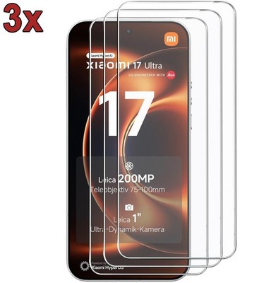3x 9H Panzerfolie Glas für Xiaomi 17 Ultra 5G Displayschutz Anti-Kratzer