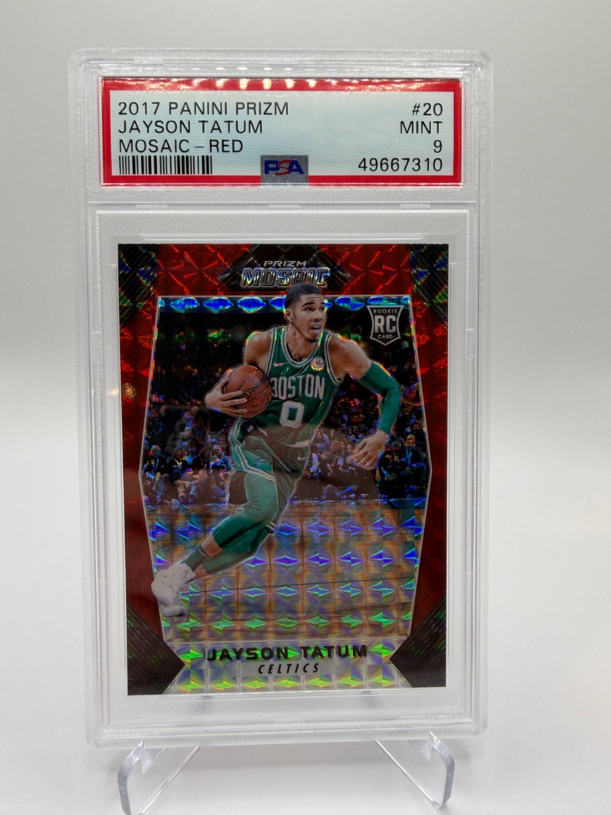 2017 Panini Prizm Jayson Tatum Rookie Red Mosaic PSA 9
