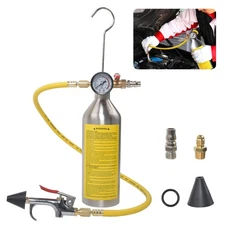 AC Flush Kit Car Air Conditioner System Clean Canister with Pressure Gauge Auto