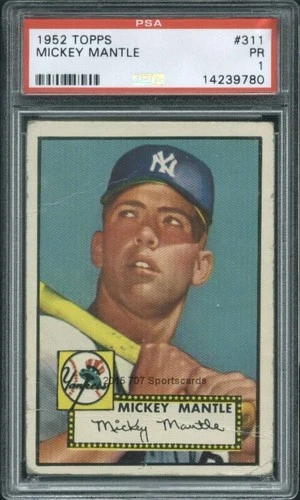 1952 Topps #311 Mickey Mantle PSA 1 New York Yankees  (9780)